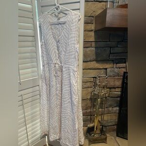 Magaschoni Beige and White Striped Maxi Dress